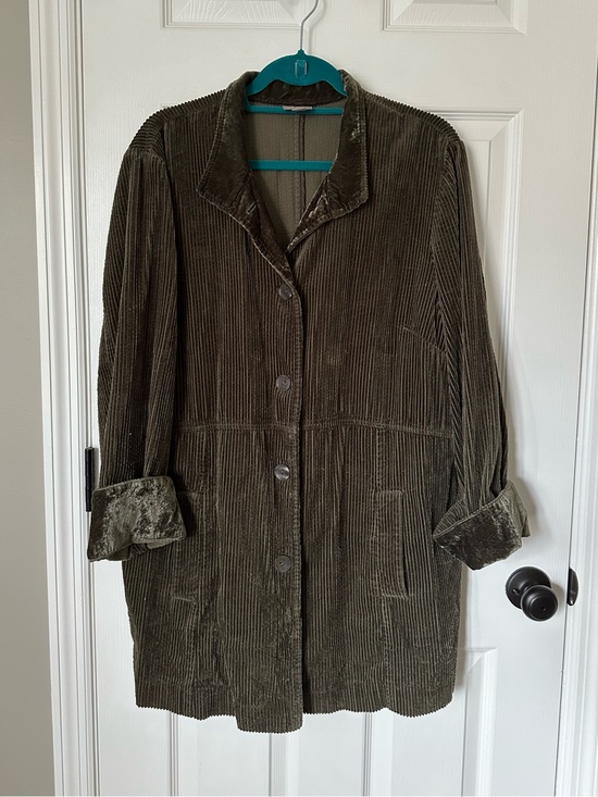J. Jill Jackets & Blazers - JJill Women’s Olive Green Corduroy with velvet trim barn coat